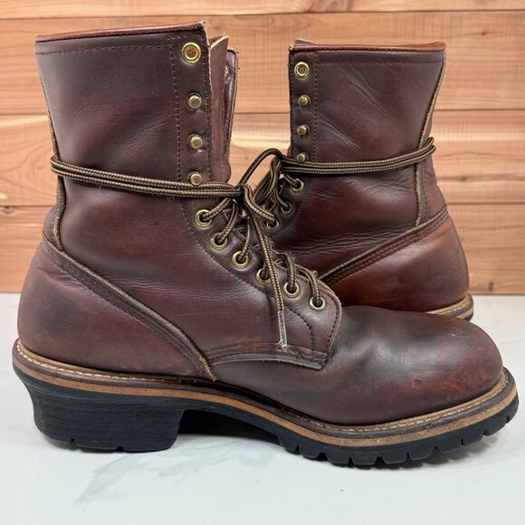 Red Wing Vintage Logger Work Leather Boots Burgundy Made USA Mens size 10 D - Picture 14 of 15